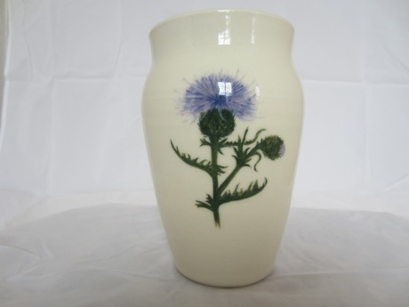 Porcelain Vase with Handpainted Thistle Design